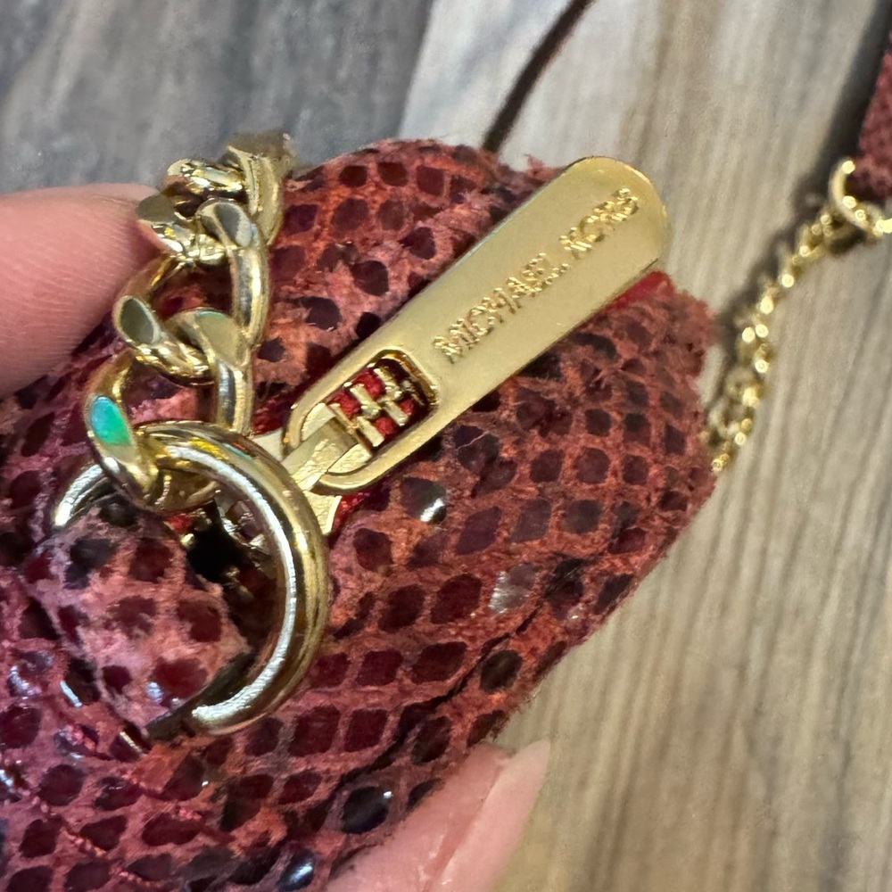 Michael Kors Hamilton Red Black Python Embossed L… - image 3